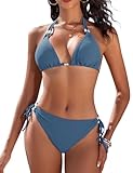 RITOSTA Triangel Bikini Damen Set Sexy String Bikinis Neckholder Bikini-Sets Zweiteiliger Badeanzug...