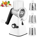 Birshe Käsereibe mit Kurbel, Reibe für Gemüse mit 3 Trommelblättern, Trommelreibe, Rotary...