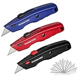 WORKPRO Premium Teppichmesser-Set, Einziehbarer Universalmesser aus Vollmetall, Strapazierfähiger...