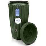 YourCasa Regentonne 240 Liter [RainCatcher] Messing Wasserhahn & Deckel - Regenfass Frostsicher aus...