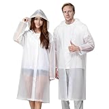 [ 2 Stück ] Regenponcho, Wiederverwendbarer, Tragbarer Unisex-Regencape mit Kapuzen und Ärmeln,...
