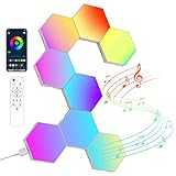 LED Sechseck Gaming Wandleuchte 8pcs Hexagon RGB Panel - Sechseck Waben Wall Light Musik Sync Deko...