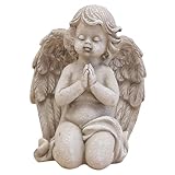 Logbuch-Verlag Grabengel sitzend betend grau 9,5x8x12 cm aus Poly – Grabdekoration für Friedhof &...