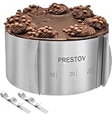 PRESTOV 8,5cm hoch Tortenring Verstellbar - Profi 16-30cm Edelstahl Backring - eingravierter Skala...