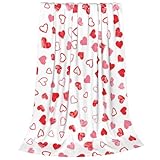 Flanelldecke mit Aufschrift 'Happy Valentine's Day', Herzmotiv, ultraweich, leicht, Überwurfdecke...
