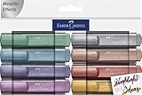 Faber-Castell 154625 - Textmarker Set TL 46, 8er Etui, Metallic Farben, mit langlebiger Keilspitze,...