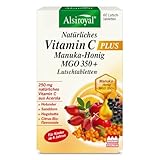 Alsiroyal 100% natürliches Vitamin C PLUS Manuka 350+ zum Lutschen – hochdosiert: 1050mg Acerola...