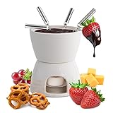 joeji's Kitchen Schoko Fondueset Keramik Mini Schokofondue Käsefondue Fondue Set Topf Kerze & Gabel...