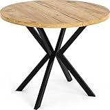 WFL GROUP Runder Ausziehbarer Esstisch - Loft Style Tisch mit Metallbeinen - 100 bis 180 cm -...