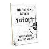 TypeStoff Holzschild mit Spruch – Toilette Tatort – im Vintage-Look mit Zitat als Geschenk und...