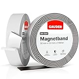 GAUDER Magnetband selbstklebend | Magnetstreifen mit extra starkem Kleber | Magnetklebeband (3 m)