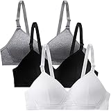 Sunvivid Teenager Mädchen BH 3er Baumwolle Sport Softbra Bralette Ohne Bügel Nahtlose Gepolsterte...