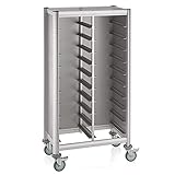 WAS 1955 245 Alu-Profile mit MDF-Seitenteilen Tablettwagen für 2 x 10 Tablett 45.4cm x 35.5cm, 4...
