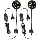 GERUI 2 Stück Schwarze Schale Fischtank Clip Licht 7W Mini LED Beleuchtung Hohe Helligkeit Aquarium...