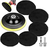 Polierpads 125mm Klett,Lammwollhaube Polieraufsatz,5tlg Polieren polierscheibe Polierset Set mit...