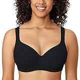 DELIMIRA Damen T-Shirt BH mit Bügel Nahtloser Große Größen Gepolstert Schwarz 95D