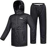 ILM Motorrad Regenkombi Herren Wasserdicht-Regenjacke Verschleißfest, 6 Taschen, 2-teiliges Set mit...