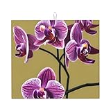 Schöne Orchideen Abtropfmatte für Küche Wasserabsorbierend, schnell trocknend, rutschfest,...