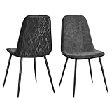 VASAGLE Esszimmerstuhl 2er Set, Küchenstuhl, Polsterstuhl, Metallbeine, verstellbare Füße,...
