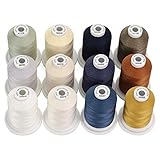 New brothread 12 Neutrale&Jean Farben Mehrzweck 100% Mercerisierte Baumwollfaden 30WT (50S/3) 600M...