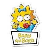 Baby on board aufkleber auto Maggie Simpson 13x18cm leicht zu klebender Vinyl-Aufkleber für Baby an...