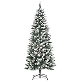 HOMCOM Künstlicher Weihnachtsbaum, 150 cm Christbaum mit Kunstschnee 464 Astspitzen faltbar...