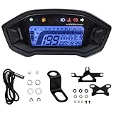 Geloo Motorrad Geschwindigkeitsmesser Tachometer, 13000 U/min Universal LCD Digital Motorrad...