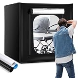 OMBAR Fotobox, Fotostudio Lichtbox, 100x100x100cm Dimmbare 384pcs LED Beleuchtung Lichtzelt...