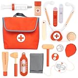 UMU® Mini Arztkoffer Kinder Spielset aus Holz - mit Stethoskop, Blutdruckmessgerät und mehr,...