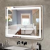 Meidom Badspiegel mit Beleuchtung 80x60cm Anti-Beschlag 3 Farbtemperatur Licht Badezimmerspiegel mit...