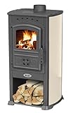 EEK A Kaminofen Beige Holzofen 7,2 kW Kamin Zar Ofen Dauerbrandofen Werkstattofen Schwedenofen...