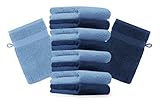 Betz 10 Stück Waschhandschuhe Premium 100% Baumwolle Waschlappen Set 16x21 cm Farbe dunkelblau und...