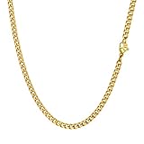 PROSTEEL Herren Kette Collier 18k vergoldet 46cm/18 in. Panzerkette Halskette 3mm breit kubanische...