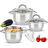 EliteHoff Topfset Induktion 6-teilig, Kochtopf Set mit Glasdeckel, 7-lagiger Edelstahl Topf Set...