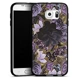 DeinDesign Silikon Hülle kompatibel mit Samsung Galaxy S6 Case schwarz Handyhülle Vintage Blume...