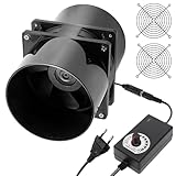 GOMETY Rohrventilator 100mm Lüfter DC12V, Axiallüfter Abluftventilator 100mm mit...