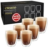 Creano PREMIUM doppelwandige Trinkgläser 400ml - 6er Set - Gastronomie Qualität - 100%...