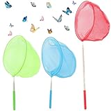KOLZEMV 3 Stück Teleskop Fischernetz Teichnetz Ausziehbar Schmetterlingsnetz für Kinder, kescher...