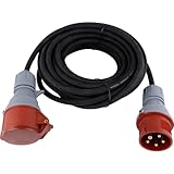 REV CEE Verlängerung - Verlängerungskabel 10m außen IP44 - Starkstromkabel, 11000W, 400V, schwarz