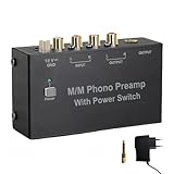 AIFIZO Phono Vorverstärker Plattenspieler, Plattenspieler Schwarz Stereo-Verstärker mit Pegel, RCA...