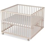 Sämann Laufstall Baby 100x100 cm mit Matratze | TÜV geprüft 2023 | stufenlos höhenverstellbar |...