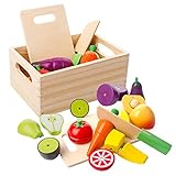 Hölzernes Küche Kinder Spielzeug, Schneiden Sie Obst und Gemüse Magnetspielzeug, Kochen...