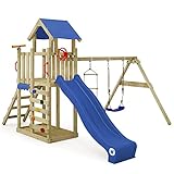 Wickey Spielturm Klettergerüst MultiFlyer Light, Schaukel & Blauer Rutsche, Outdoor Kinder...