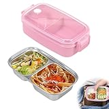 harupink Brotdose Kinder Box Edelstahl, Auslaufsichere Box mit Fächern, Meal Prep Box mit...