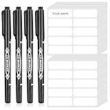 Smivyhp 200 Stück Kleidungs Etiketten Namensaufkleber für Kinder mit 4 Stück Stift, Wasserdicht...