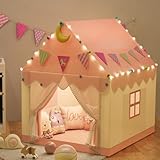 2 IN 1 Kinderzelt, Spielzelt für Kinder mit LED-Lichtern und Dekoration, Spielzelt für...