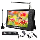 MILANIX Tragbarer TV-LED-Monitor, wiederaufladbar, batteriebetrieben, mit Antenne, AC/DC,...