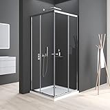Boromal Duschkabine Eckeinstieg 75x75cm Schiebetür 6mm ESG Glas Duschabtrennung Dusche Duschwand...