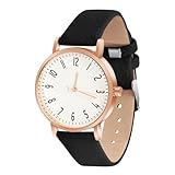 OFFCUP Damenuhr, Damen Analog Quarz Uhr mit Leder Armband, Uhren Damen Einfache Business Klassische...