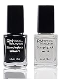 2x 12ml Stampinglack Set Weiss Schwarz Stamping Nagel Lack Nagellack Nail Polish Fingernagel RM...